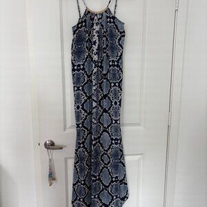 Animal Print Maxi Dress with Gold Neck Detail